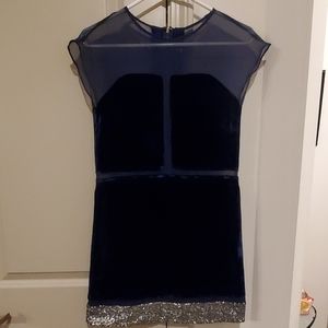Funktional Navy Blue Velvet and Sequin Dress (XS)